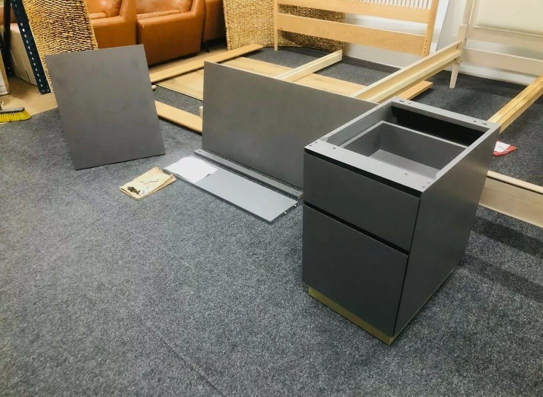 Elsdon Storage Desk, Charcoal Grey & brass RRP £429