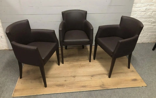 Set of 3 Bucket Dining Seats in chocolate brown