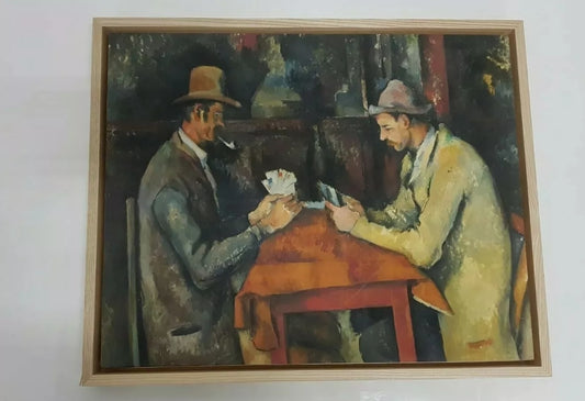 Paul cezanne..The card players in stretched canvas & framed print. 1893 - 96