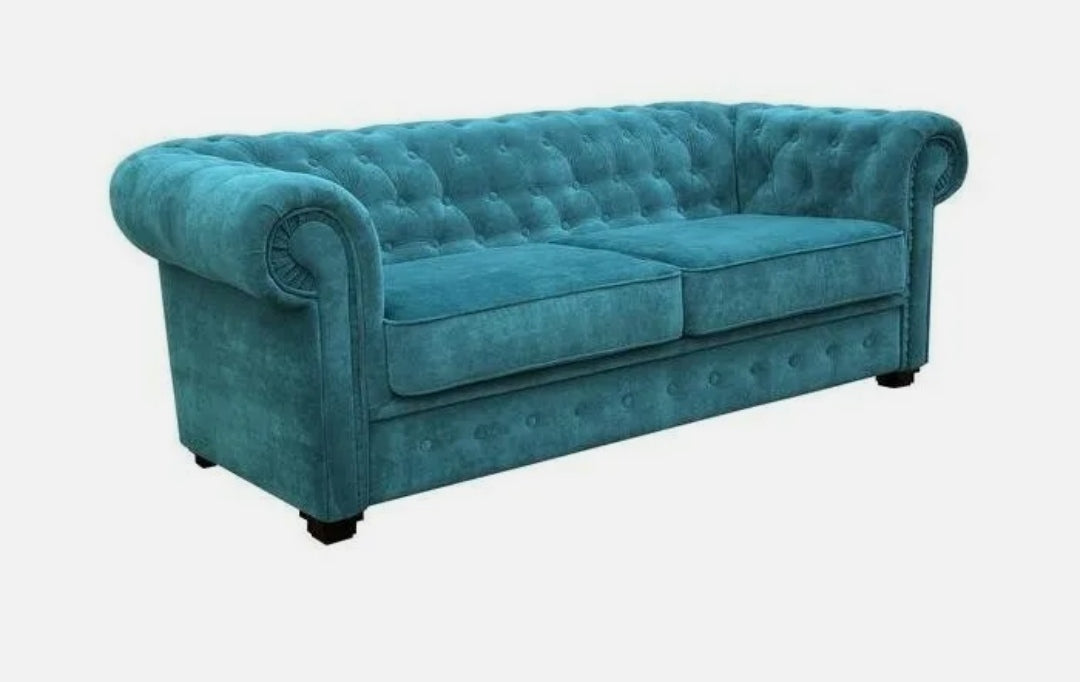 Alderwood Chesterfield Fabric Sofa Teal 3 SeaterRRP £850.00