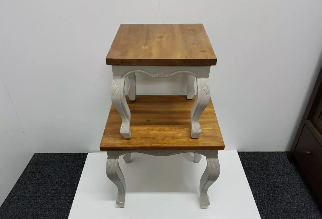 Designer nest of tables set in natural oak and white from bluebone RRP  £350
